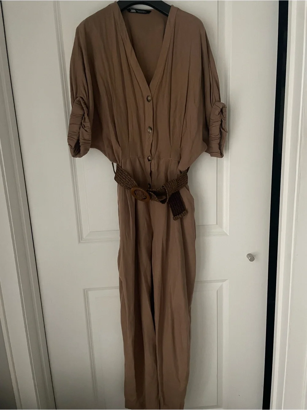 Zara belted linen jumpsuit size M